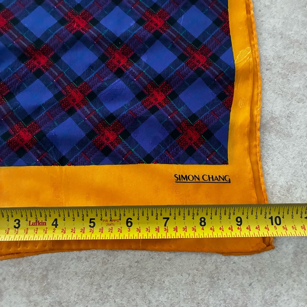 Simon Chang Blue and Red Plaid with Gold Accent - Picture 7 of 8